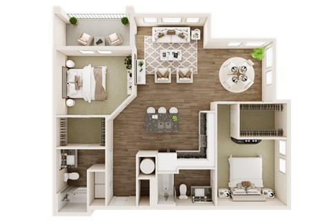 2 bedroom 2 bathroom floor plan A at The Livano Kemah, Texas, 77565